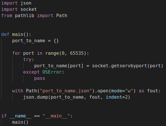 Use Python To Translate Tcpudp Port Numbers To Names